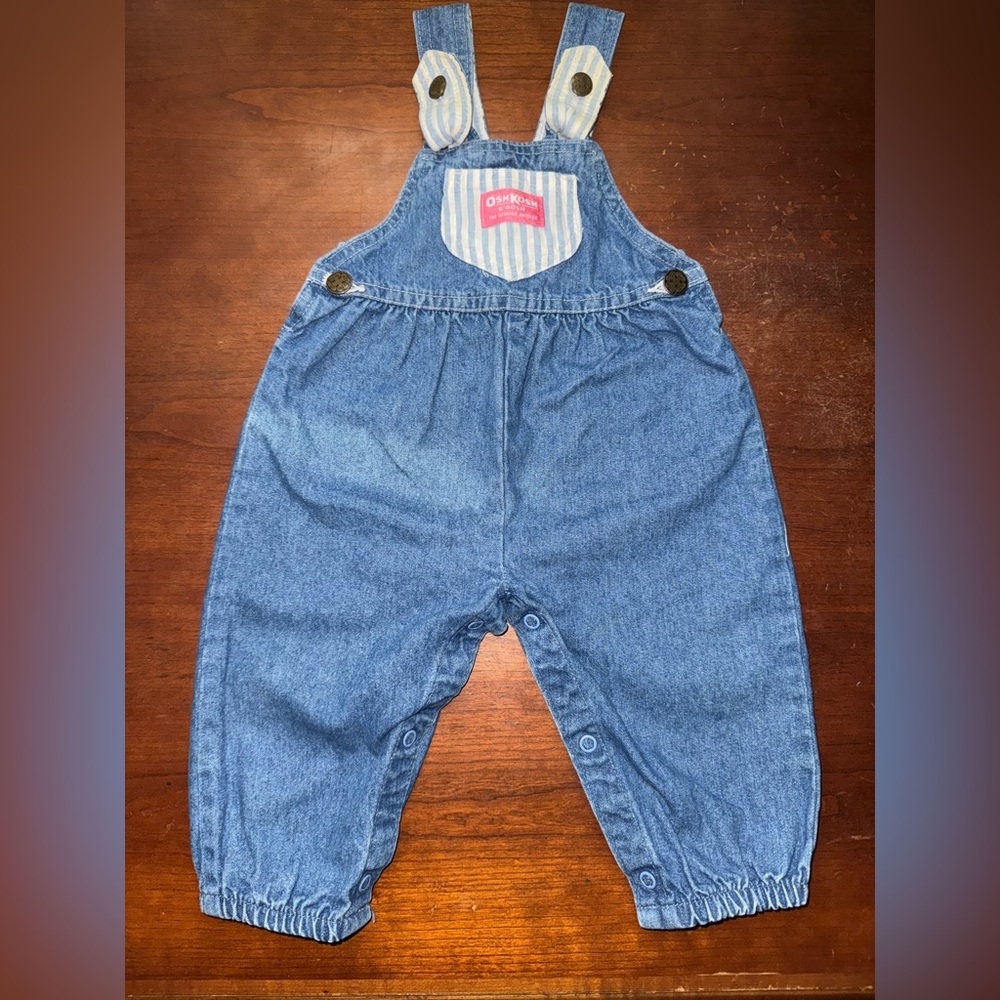 Oshkosh B’Gosh Vintage Denim Overalls with Bow Size 12m